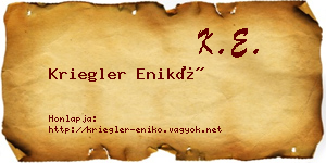 Kriegler Enikő névjegykártya
